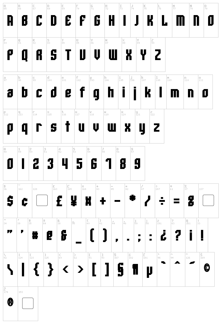 Whitestone font map